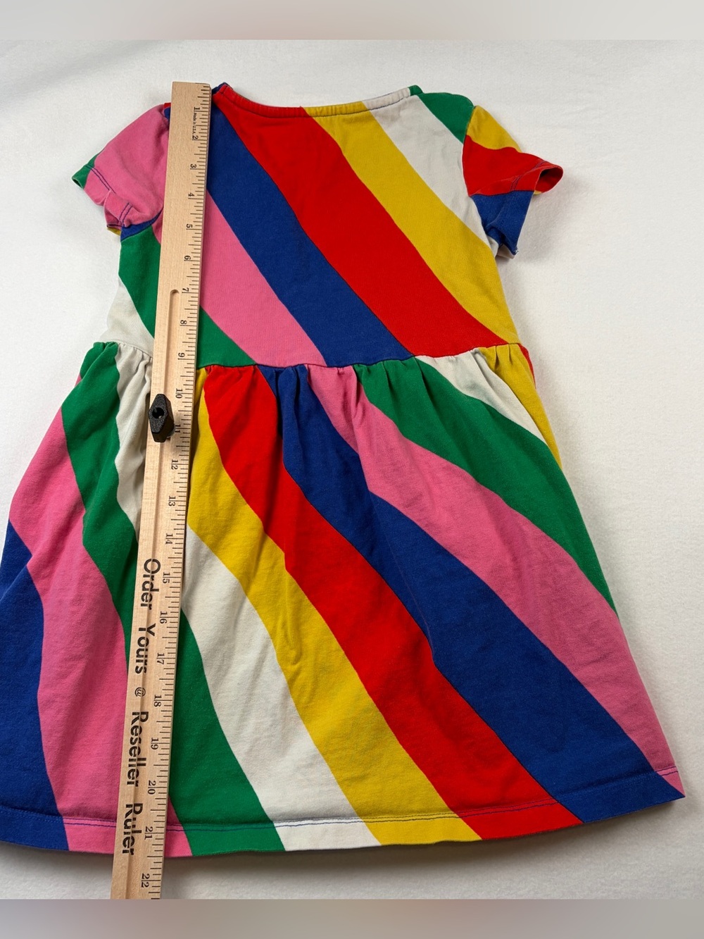 Mini Boden 5-6Y Striped Rainbow Heart Pocket Dress - Picture 5 of 9
